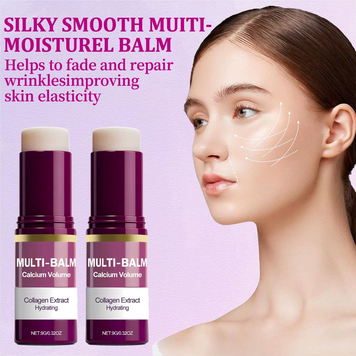 Korean Calcium Volume Multi Balm Stick - Hydrating & Firming Stick Anti-Wrinkle Care Collagen Infused Pre-Makeup Moisturizer