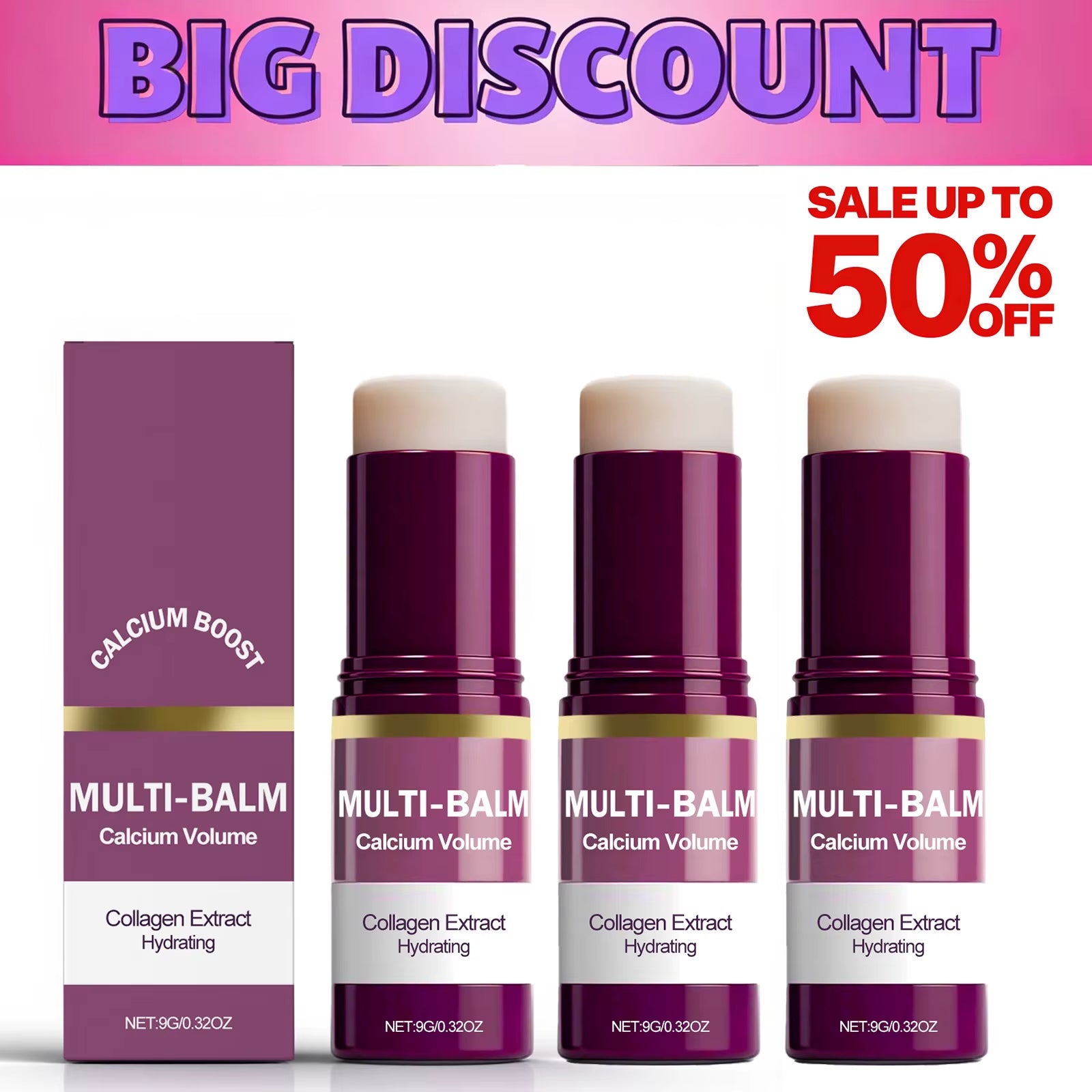 Korean Calcium Volume Multi Balm Stick - Hydrating & Firming Stick Anti-Wrinkle Care Collagen Infused Pre-Makeup Moisturizer